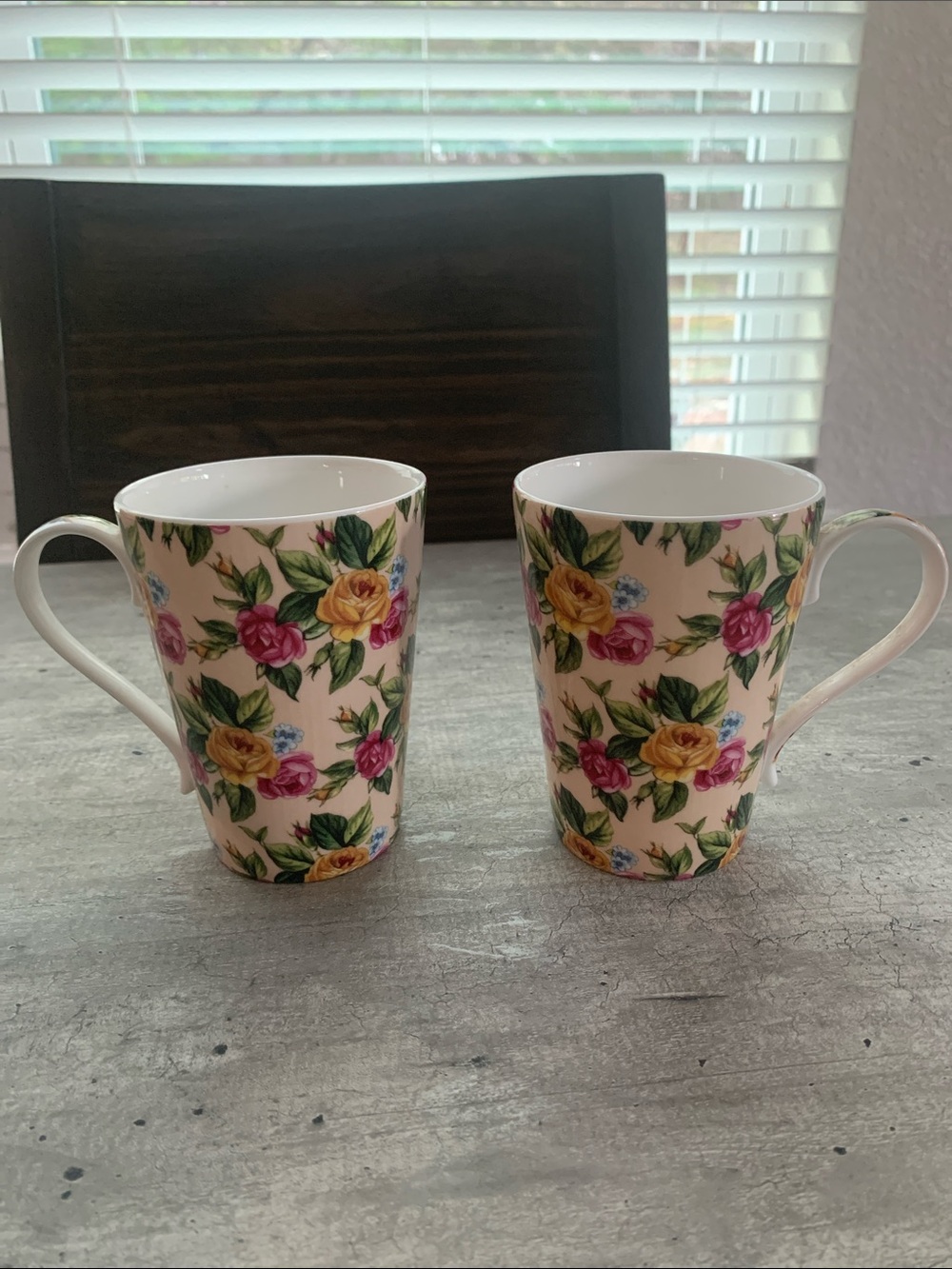 Hudson Middleton Floral Ceramic Mugs in Yellow, Pink, Green